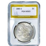 1885-S Morgan Silver Dollar PGA MS63