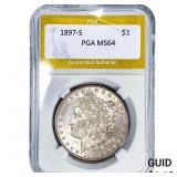1897-S Morgan Silver Dollar PGA MS64