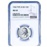 1960 Washington Silver Quarter NGC MS65 Type B Rev