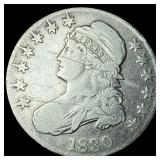 1830 Capped Bust Half Dollar LIGHTLY CIRCULATED