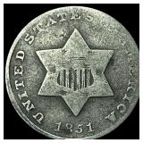 1851 Silver Three-Cent Piece NICELY CIRCULATED