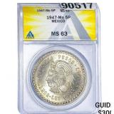 1947-Mo 5P Mexico ANACS MS63