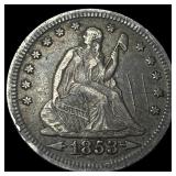 1853 Arrows Seated Liberty Quarter HIGH GRADE