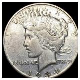 1934-S Silver Peace Dollar NEARLY  UNCIRCULATED