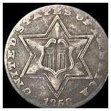 1858 Silver Three-Cent Piece NEARLY UNCIRCULATED