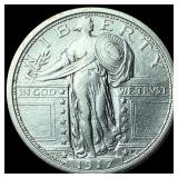 1917-D Silver Standing Liberty Quarter NEARLY UNCI