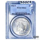 1922-S Silver Peace Dollar PCGS MS64