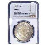 1878-S Morgan Silver Dollar NGC MS63