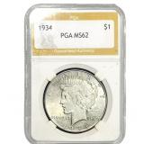 1934 Silver Peace Dollar PGA MS62