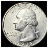 1935 Silver Washington Quarter CLOSELY UNCIRCULATE