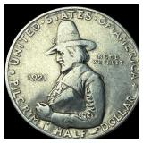 1921 Silver Half Dollar Pilgrim Tercentenary LIGHT