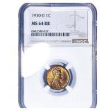 1930-D Wheat Cent NGC MS64 RB