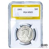 1945 Walking Liberty Half Dollar PGA MS65