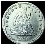 1876-CC Silver Quarter Dollar CHOICE AU
