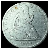 1860-O Silver Seated Liberty Half Dollar  LIGHTLY