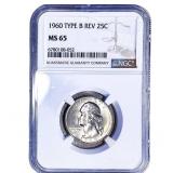 1960 Washington Silver Quarter NGC MS65
