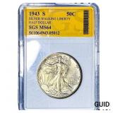 1943-S Walking Liberty Half Dollar SGS MS64