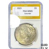 1923 Silver Peace Dollar PGA MS65 Extra Hair