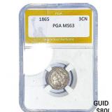 1865 Nickel Three Cent PGA MS63