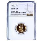 1955 Wheat Cent NGC PF68 RD