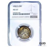 1952-S Washington Silver Quarter NGC MS67
