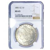 1881-CC Morgan Silver Dollar NGC MS65