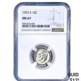 1953-S Roosevelt Dime NGC MS67