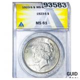 1923-S Silver Peace Dollar ANACS MS61