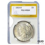 1923-D Silver Peace Dollar PGA MS64