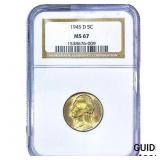 1945-D Jefferson Nickel NGC MS67