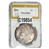 1890 Morgan Silver Dollar PGA MS66