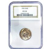 1951-S Jefferson Nickel NGC MS66