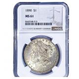 1890 Morgan Silver Dollar NGC MS61