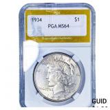 1934 Silver Peace Dollar PGA MS64
