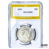 1945 Walking Liberty Half Dollar PGA MS65