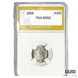 1858 Seated Liberty Half Dime PGA MS62