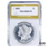 1883 Morgan Silver Dollar PGA MS64 PL