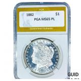 1882 Morgan Silver Dollar PGA MS65 PL