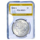 1890-S Morgan Silver Dollar PGA MS63+
