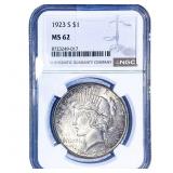 1923-S Silver Peace Dollar NGC MS62