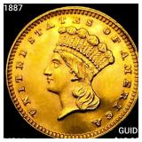1887 Rare Gold Dollar GEM BU