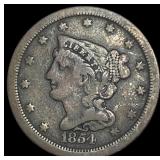1854 Braided Hair Half Cent LIGHTLY  CIRCULATED