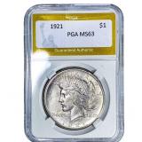 1921 Silver Peace Dollar PGA MS63
