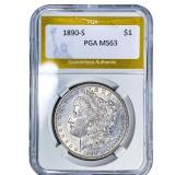 1890-S Morgan Silver Dollar PGA MS63
