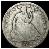 1864-S Silver Seated Liberty Half Dollar NICELY CI