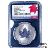 2018 Canada 1oz Silver $5 Mpale Leaf Incuse Design