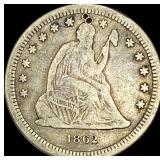 1862 Seated Liberty Quarter ABOUT  UNCIRCULATED
