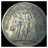 1849-A Silver 5 Francs France LIGHTLY CIRCULATED