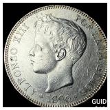 1896 Spain Silver 5 Pesetas