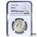 1946-D Walking Liberty Half Dollar NGC MS64